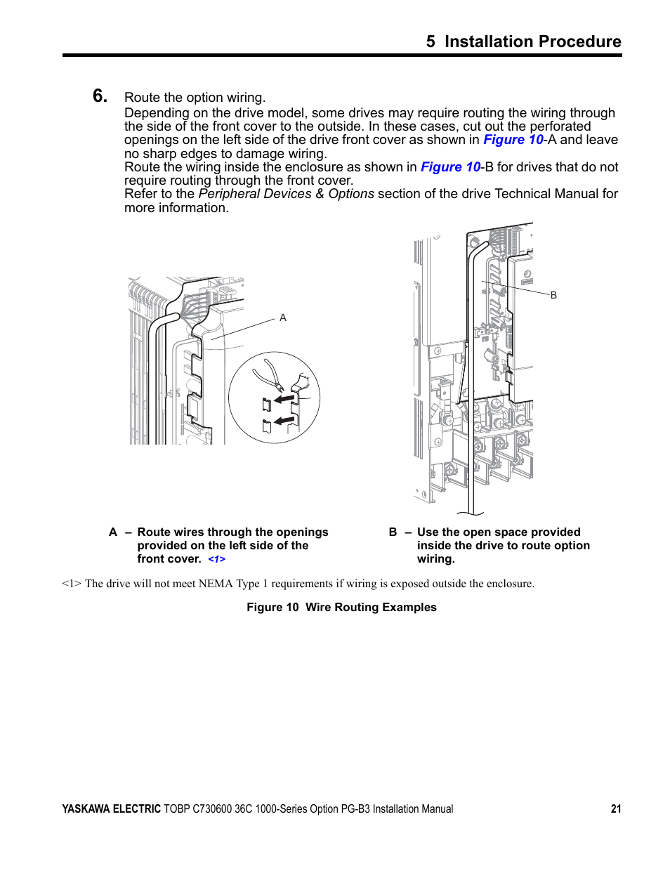 5 installation procedure | Yaskawa 1000 Series Drive Option - Open Collector Type PG User Manual | Page 21 / 36