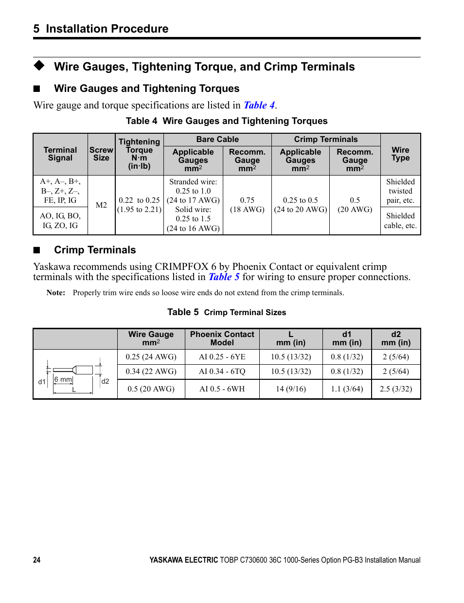 Refer to, 5 installation procedure | Yaskawa 1000 Series Drive Option - Open Collector Type PG User Manual | Page 24 / 36