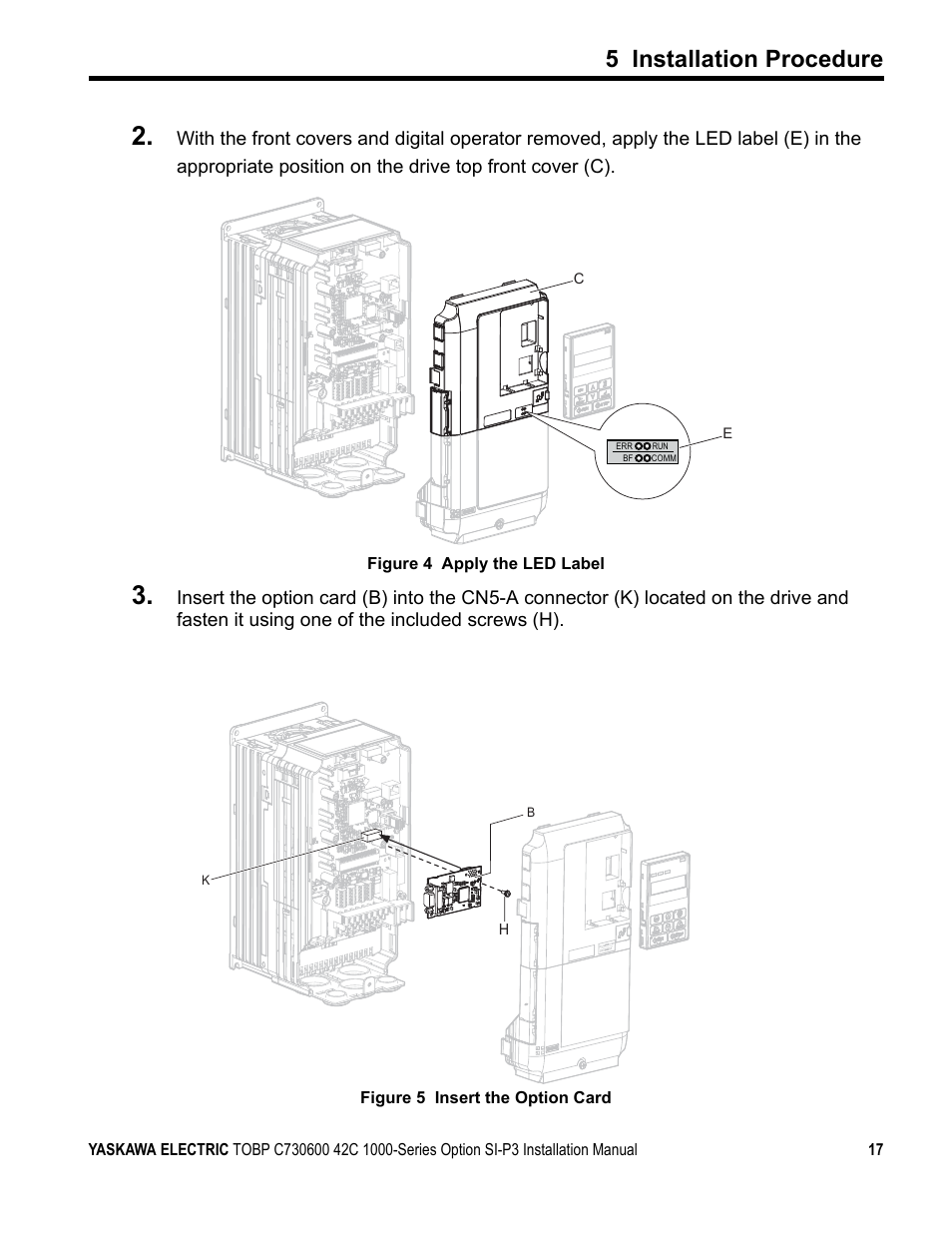 5 installation procedure | Yaskawa 1000 Series Drive Option - Profibus-DP Installation User Manual | Page 17 / 35