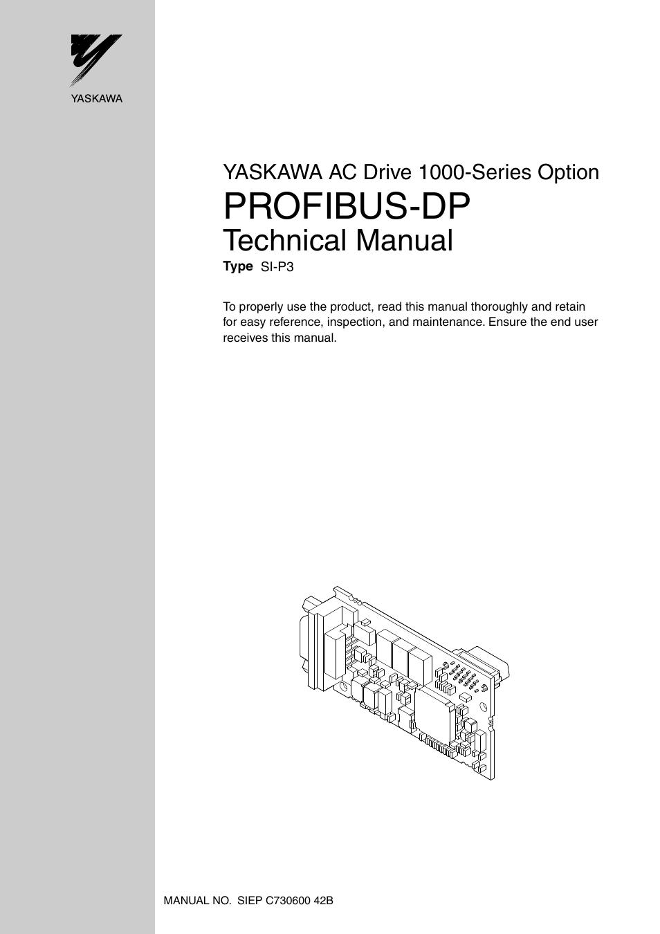Yaskawa 1000 Series Drive Option - Profibus-DP Technical Manual User Manual | 44 pages