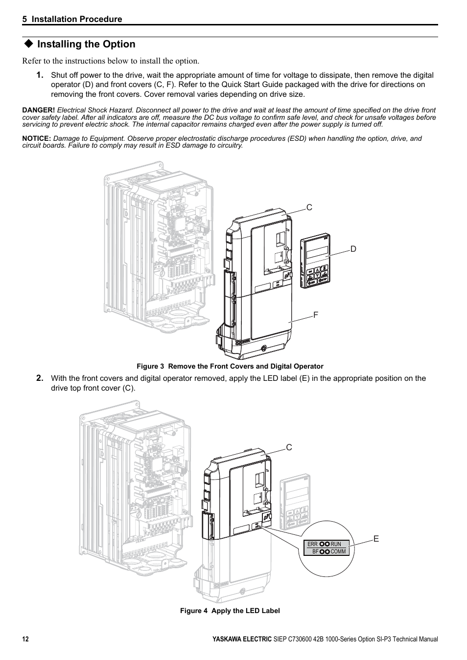 Installing the option | Yaskawa 1000 Series Drive Option - Profibus-DP Technical Manual User Manual | Page 12 / 44