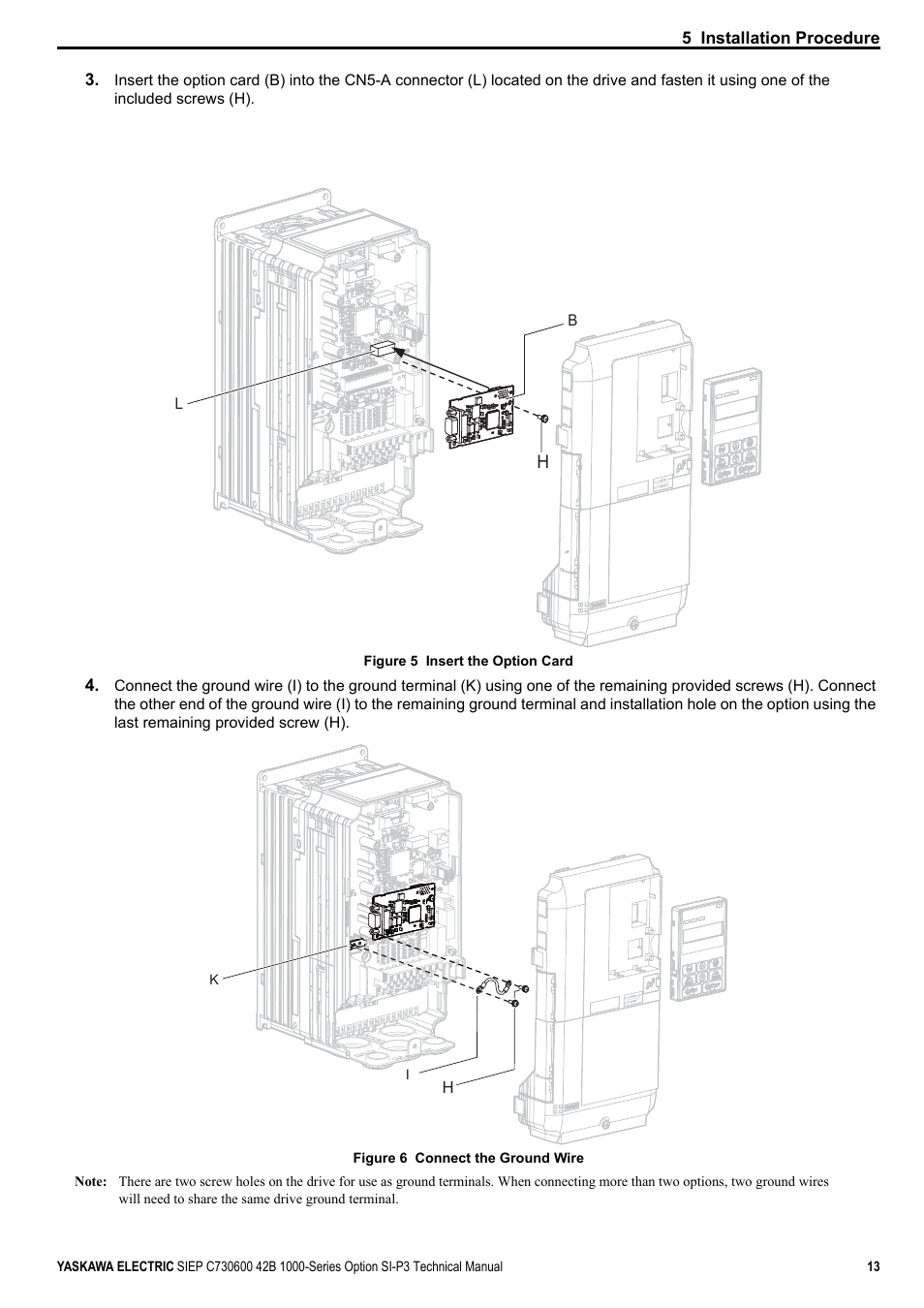 5 installation procedure | Yaskawa 1000 Series Drive Option - Profibus-DP Technical Manual User Manual | Page 13 / 44