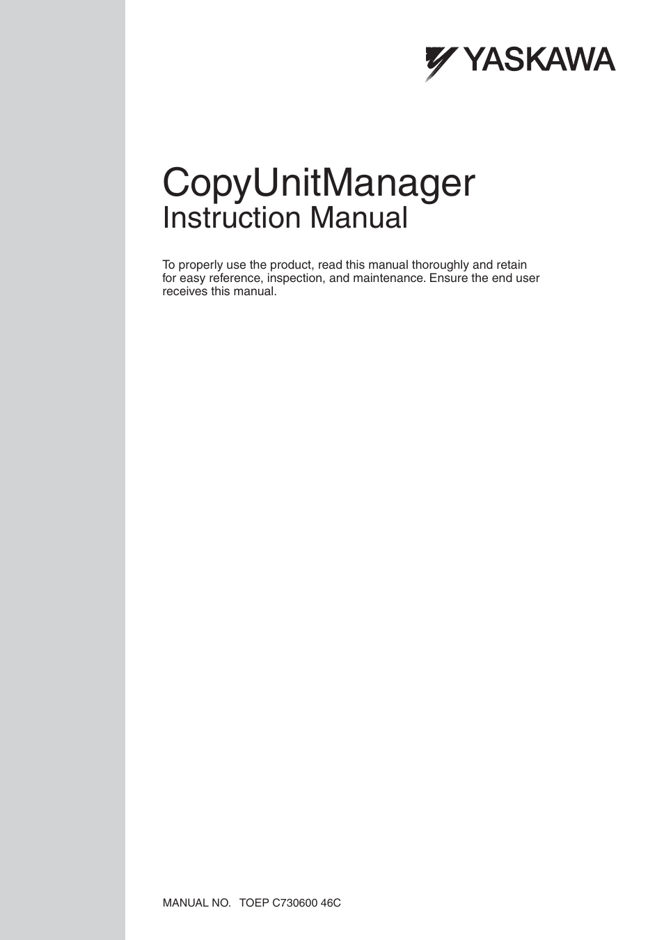 Yaskawa 1000 Series JVOP-181 Copy Unit Manager User Manual | 38 pages