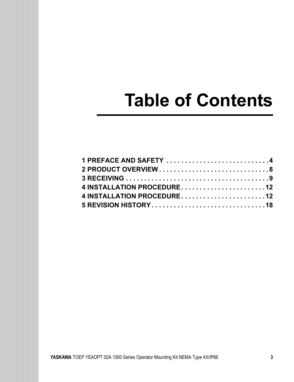 Yaskawa 1000 Series Operator Mounting Kit NEMA Type 4X User Manual | Page 3 / 20