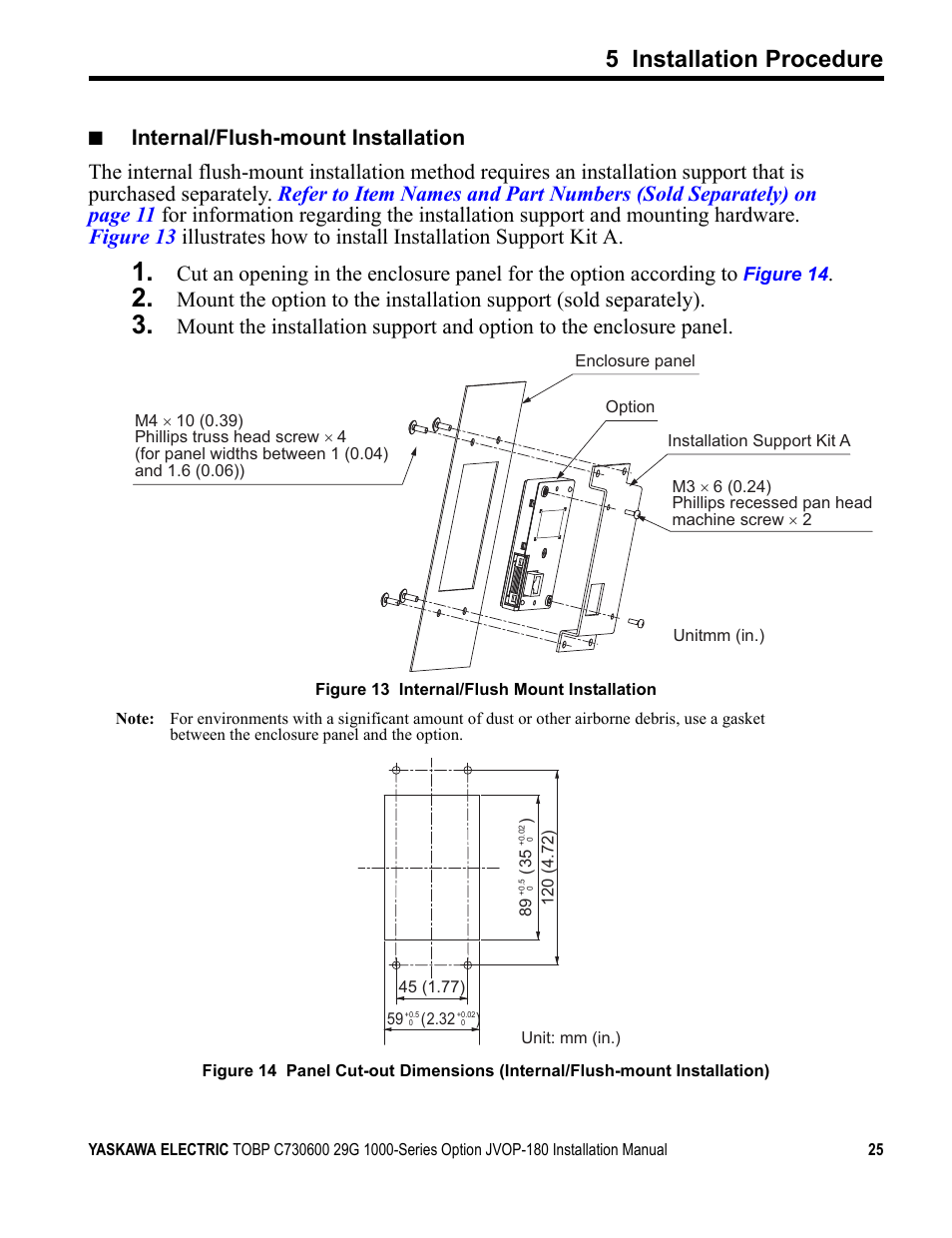 5 installation procedure | Yaskawa JVOP-180 LCD User Manual | Page 25 / 58