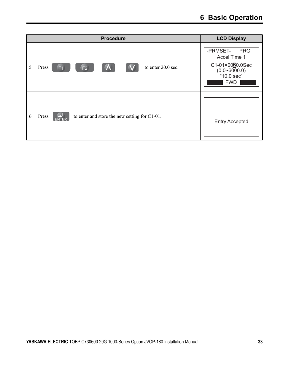6 basic operation | Yaskawa JVOP-180 LCD User Manual | Page 33 / 58