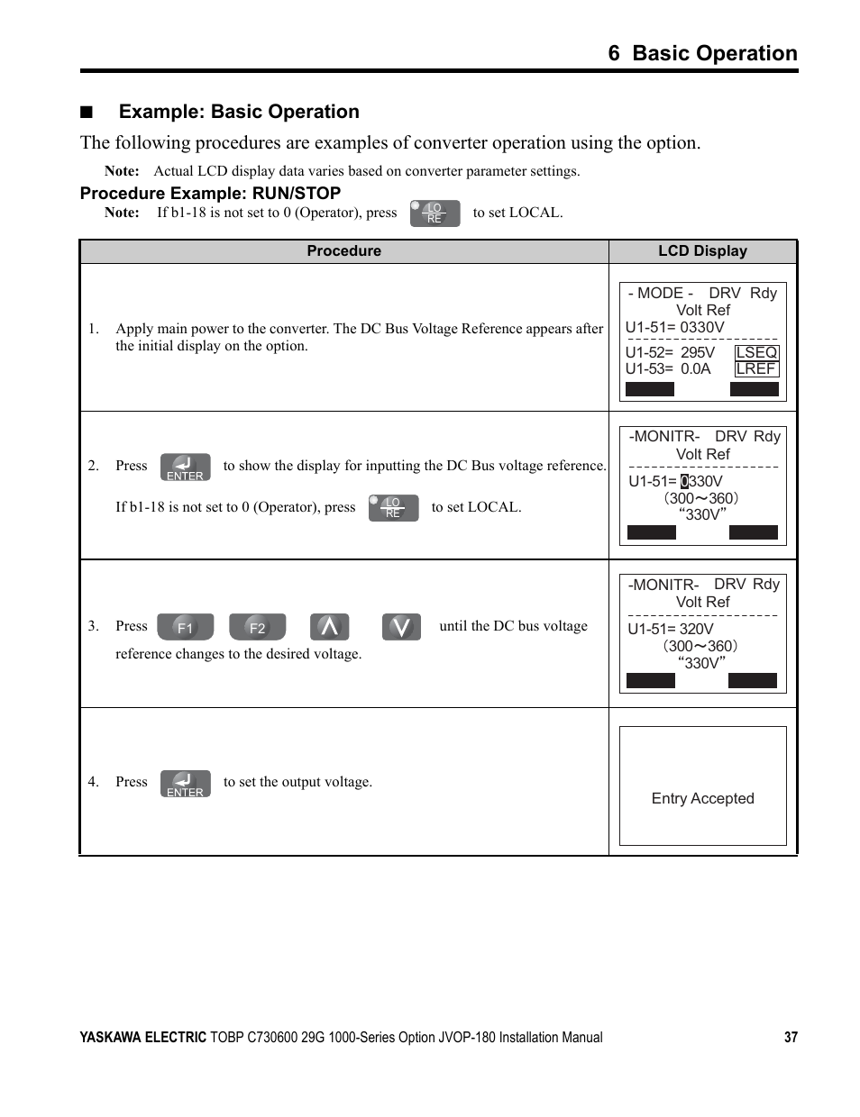 6 basic operation | Yaskawa JVOP-180 LCD User Manual | Page 37 / 58
