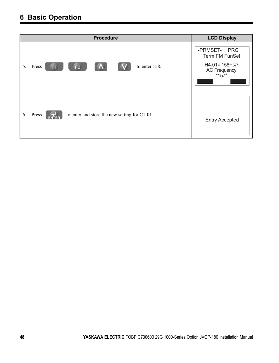 6 basic operation | Yaskawa JVOP-180 LCD User Manual | Page 48 / 58