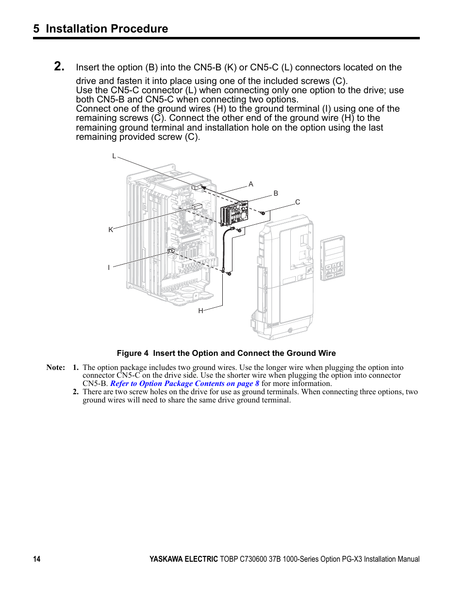 5 installation procedure | Yaskawa PG-X3 Line Driver User Manual | Page 13 / 31