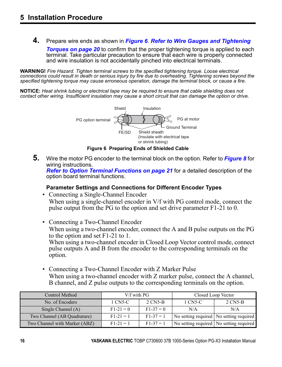 5 installation procedure | Yaskawa PG-X3 Line Driver User Manual | Page 15 / 31
