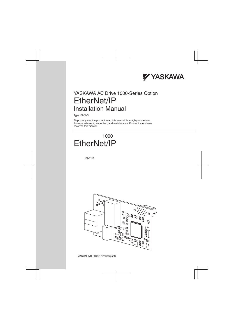 Yaskawa SI-EN3 Installation User Manual | 54 pages