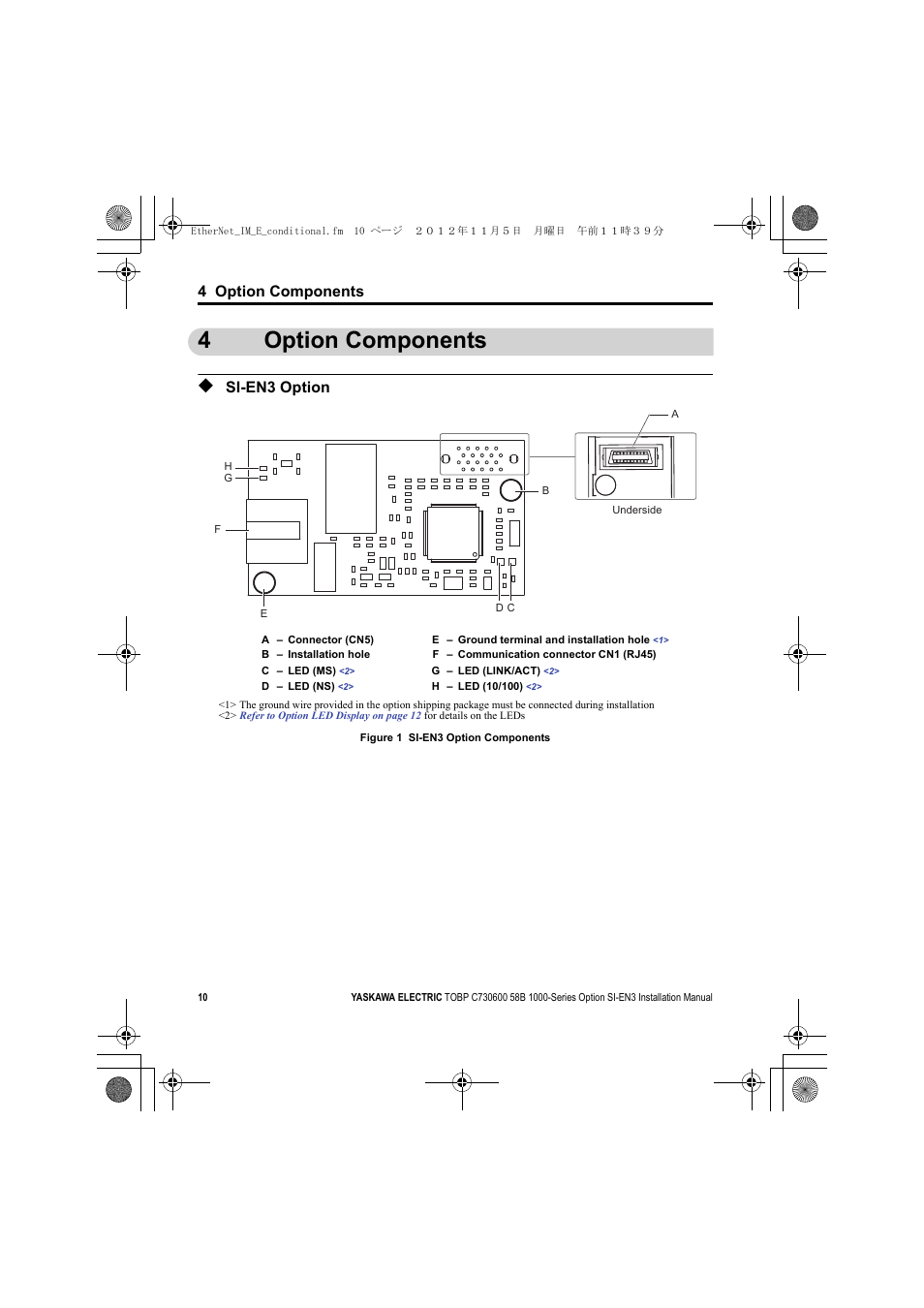4 option components, Si-en3 option, 4option components | Yaskawa SI-EN3 Installation User Manual | Page 10 / 54