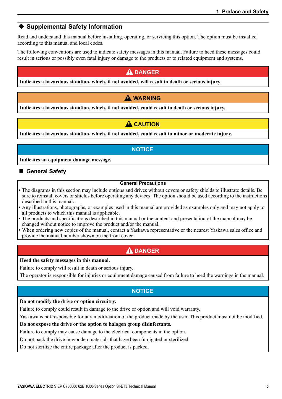 Supplemental safety information | Yaskawa SI-ET3 User Manual | Page 5 / 49