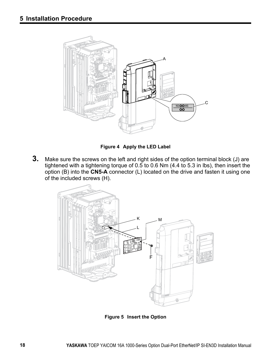 5 installation procedure | Yaskawa EtherNet/IP User Manual | Page 18 / 50