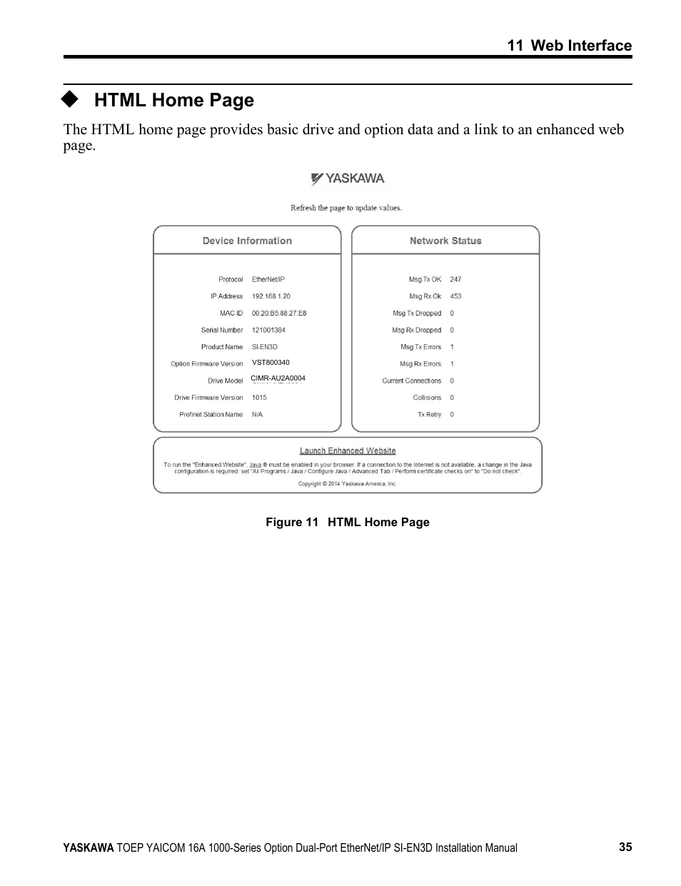 Html home page | Yaskawa EtherNet/IP User Manual | Page 35 / 50