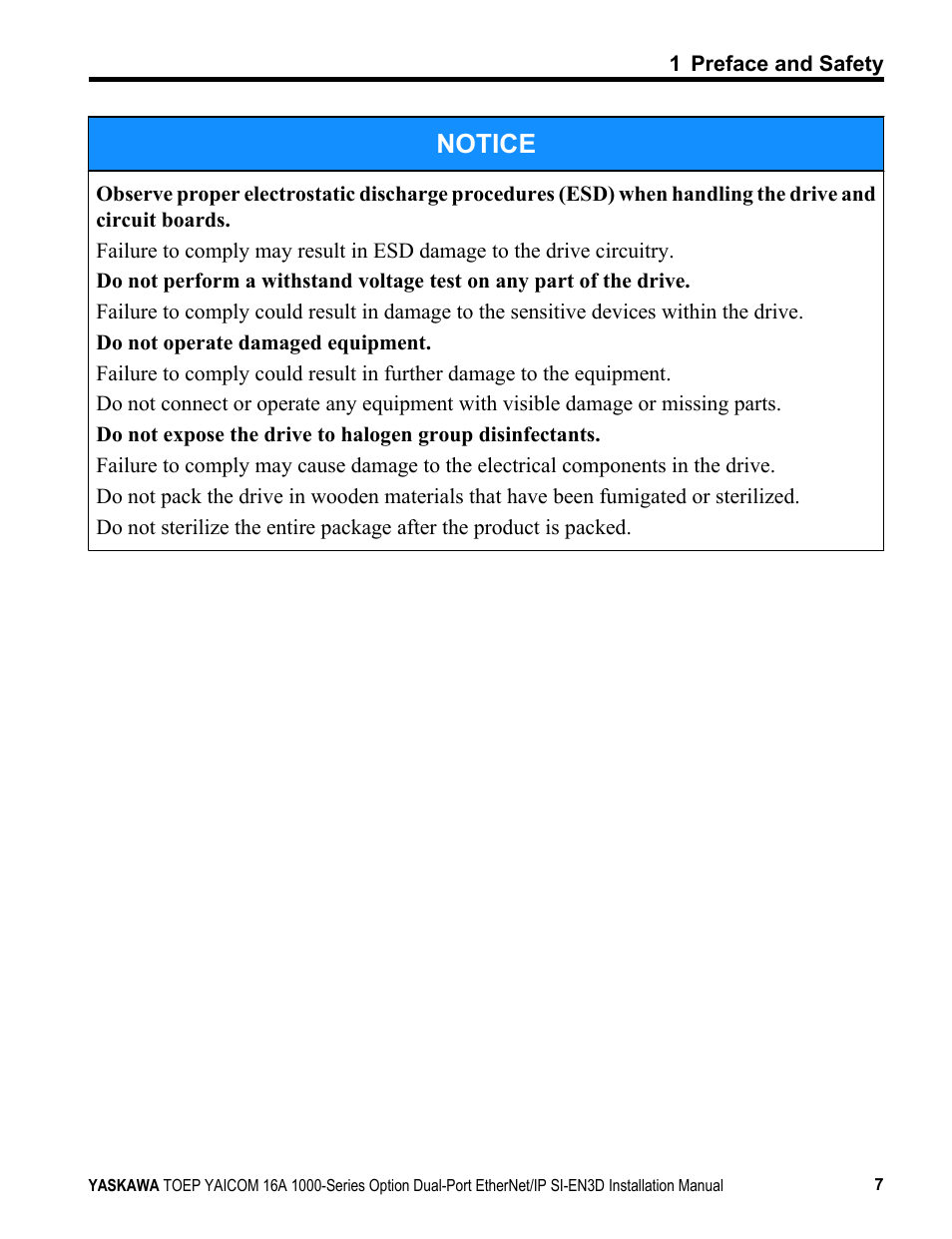 Notice | Yaskawa EtherNet/IP User Manual | Page 7 / 50