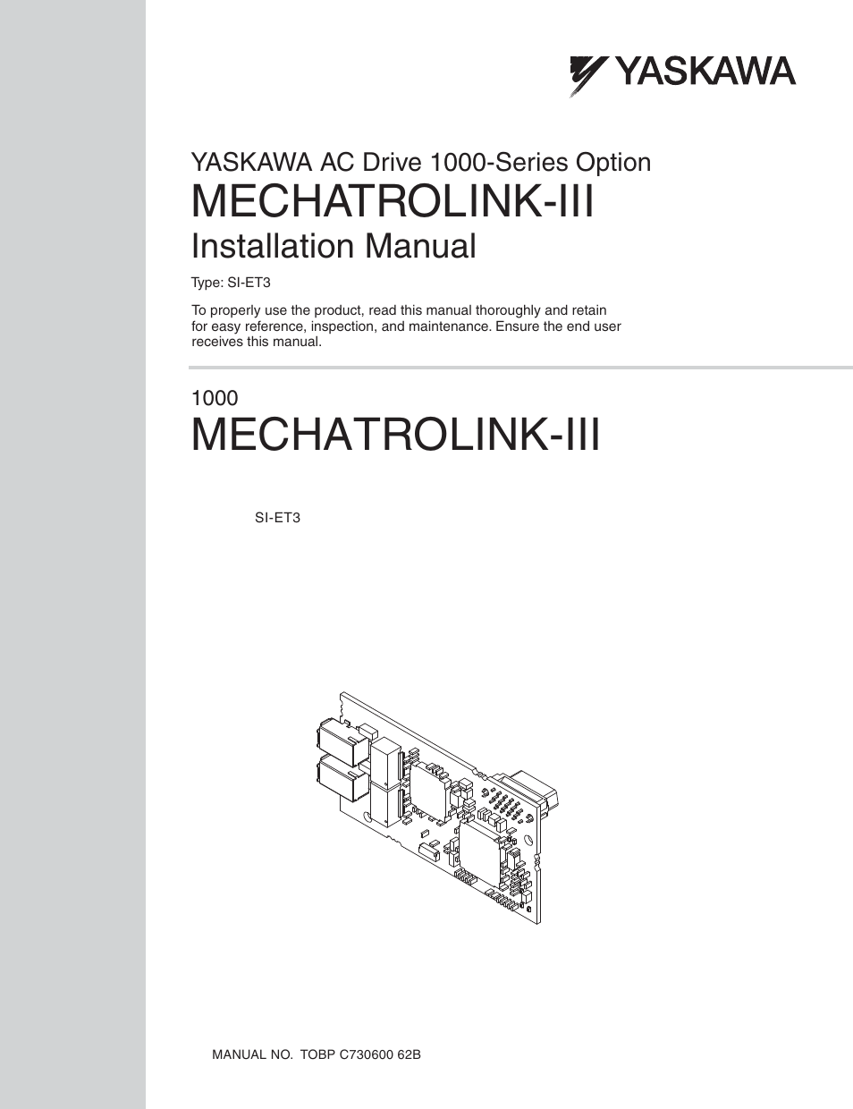 Yaskawa MECHATROLINK-III User Manual | 35 pages