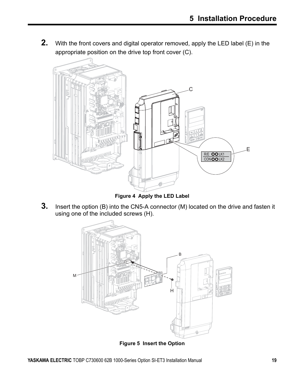 A1000, 5 installation procedure | Yaskawa MECHATROLINK-III User Manual | Page 19 / 35