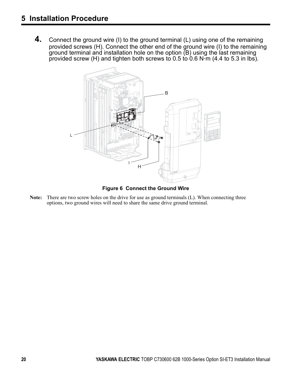 A1000, 5 installation procedure | Yaskawa MECHATROLINK-III User Manual | Page 20 / 35