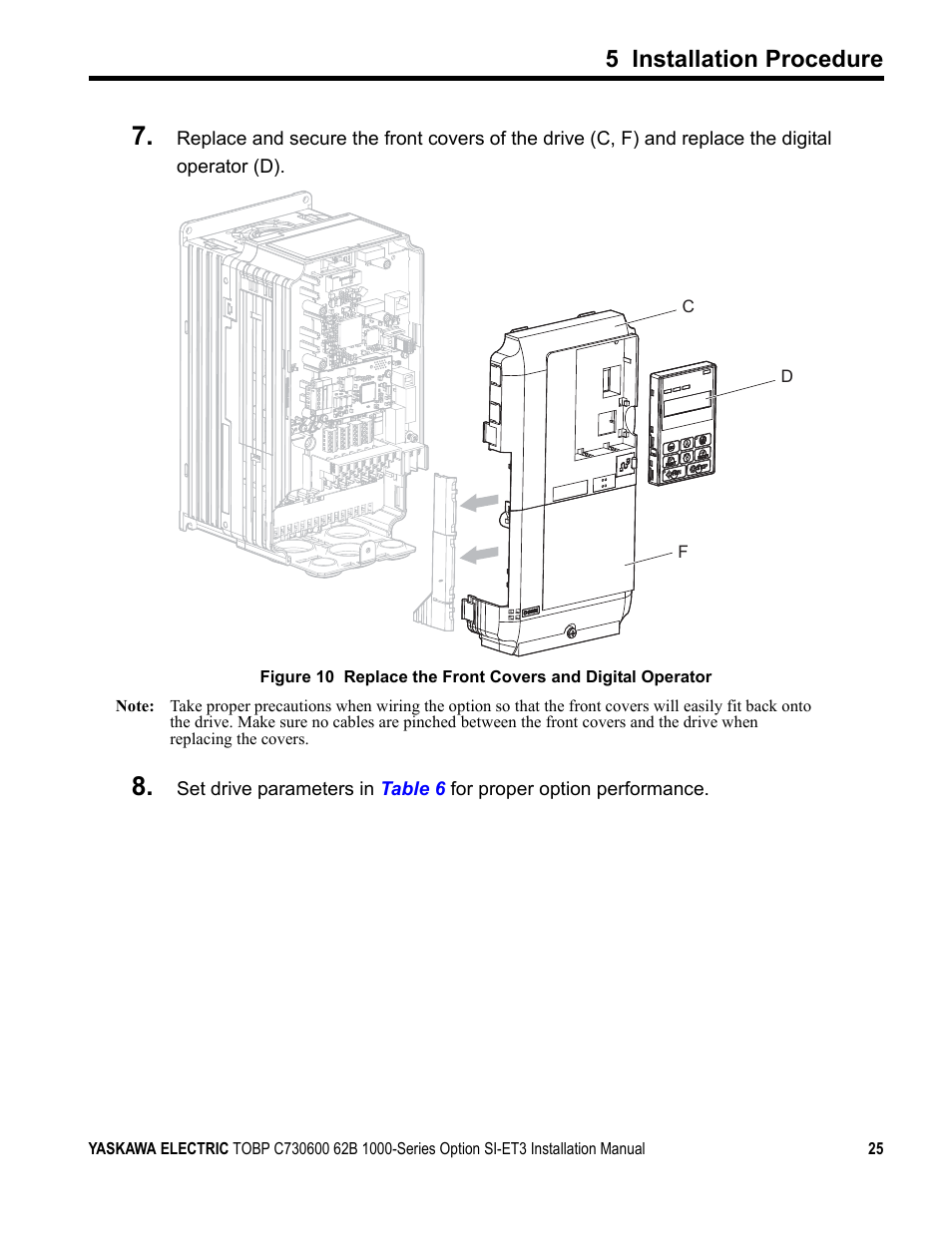 A1000, 5 installation procedure | Yaskawa MECHATROLINK-III User Manual | Page 25 / 35
