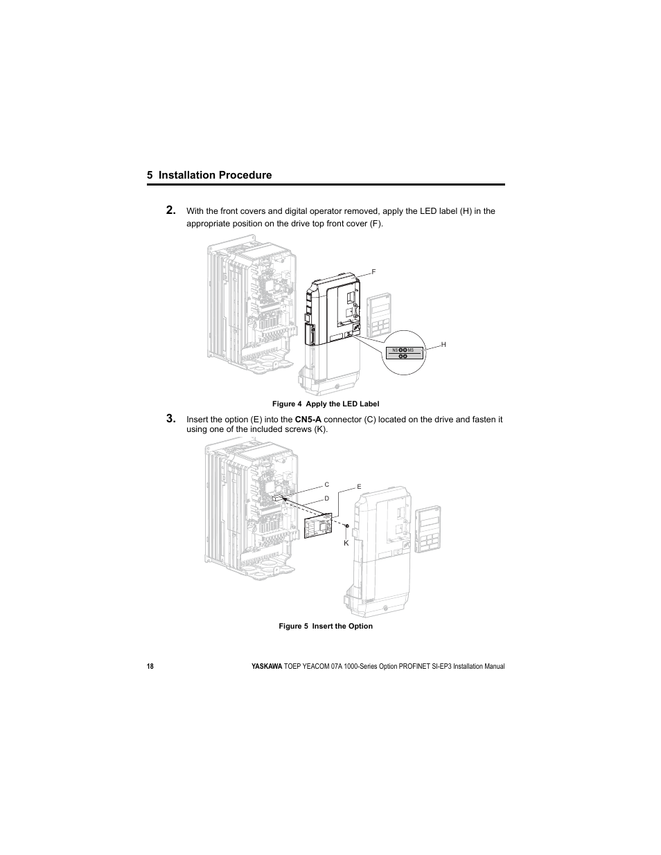 5 installation procedure | Yaskawa SI-EP3 PROFINET Installation User Manual | Page 18 / 56