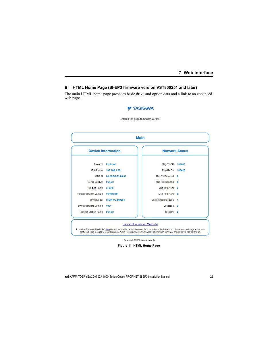 7 web interface | Yaskawa SI-EP3 PROFINET Installation User Manual | Page 29 / 56