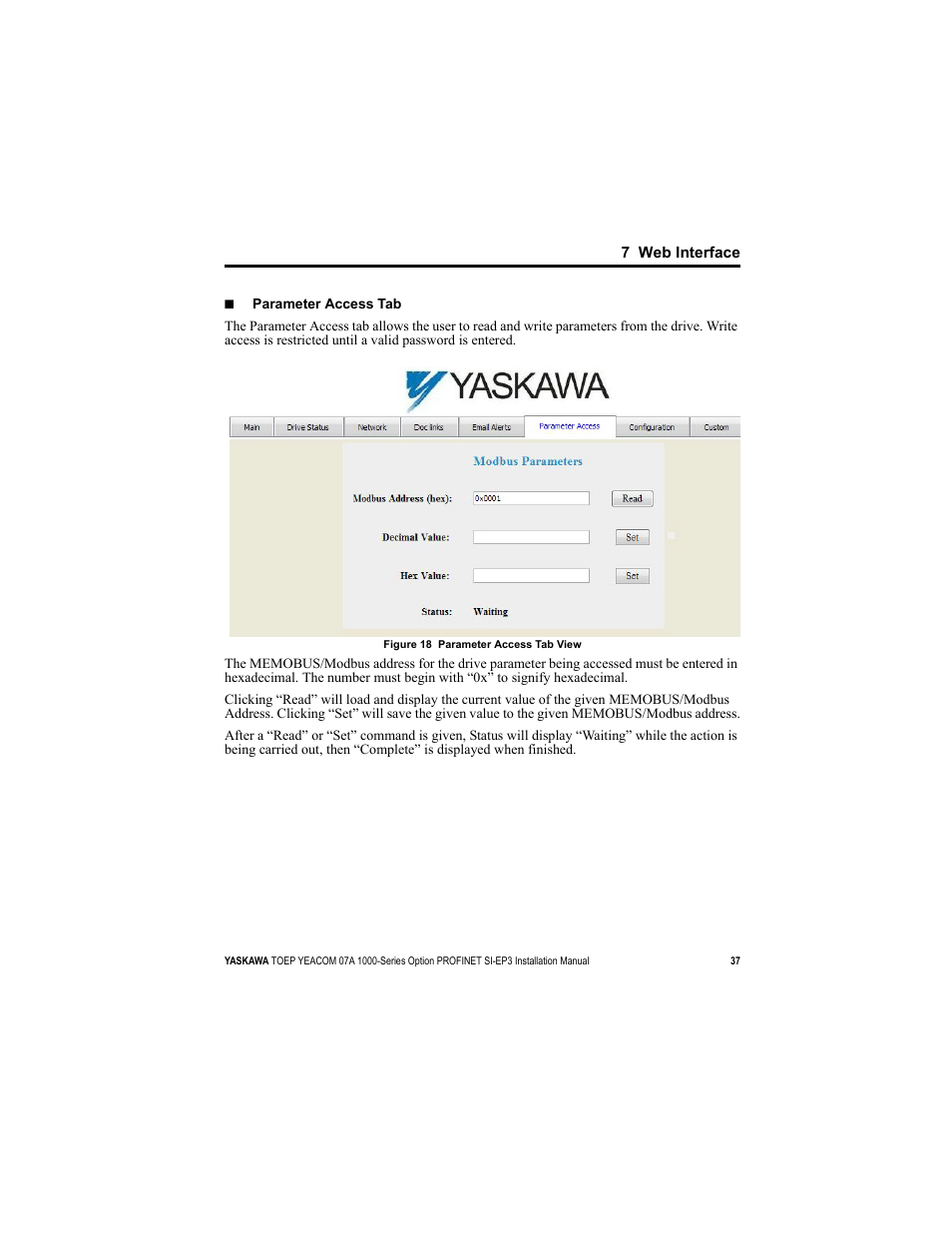 Yaskawa SI-EP3 PROFINET Installation User Manual | Page 37 / 56