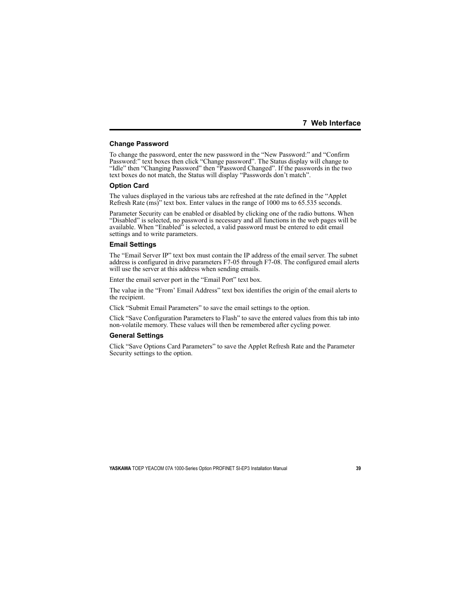 Yaskawa SI-EP3 PROFINET Installation User Manual | Page 39 / 56