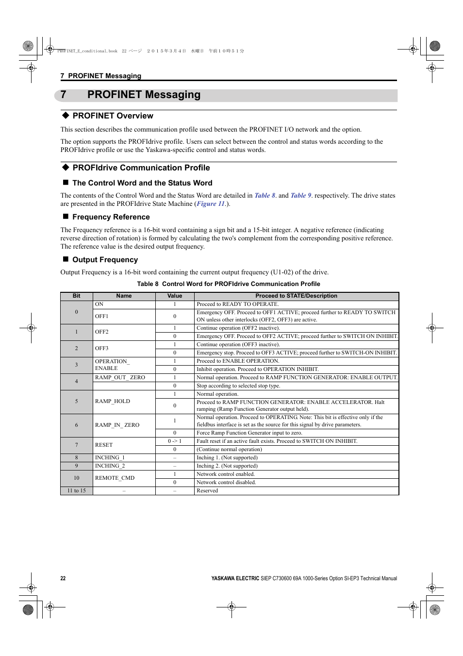 7 profinet messaging, Profinet overview, Profidrive communication profile | 7profinet messaging | Yaskawa SI-EP3 PROFINET Technical Manual User Manual | Page 22 / 53