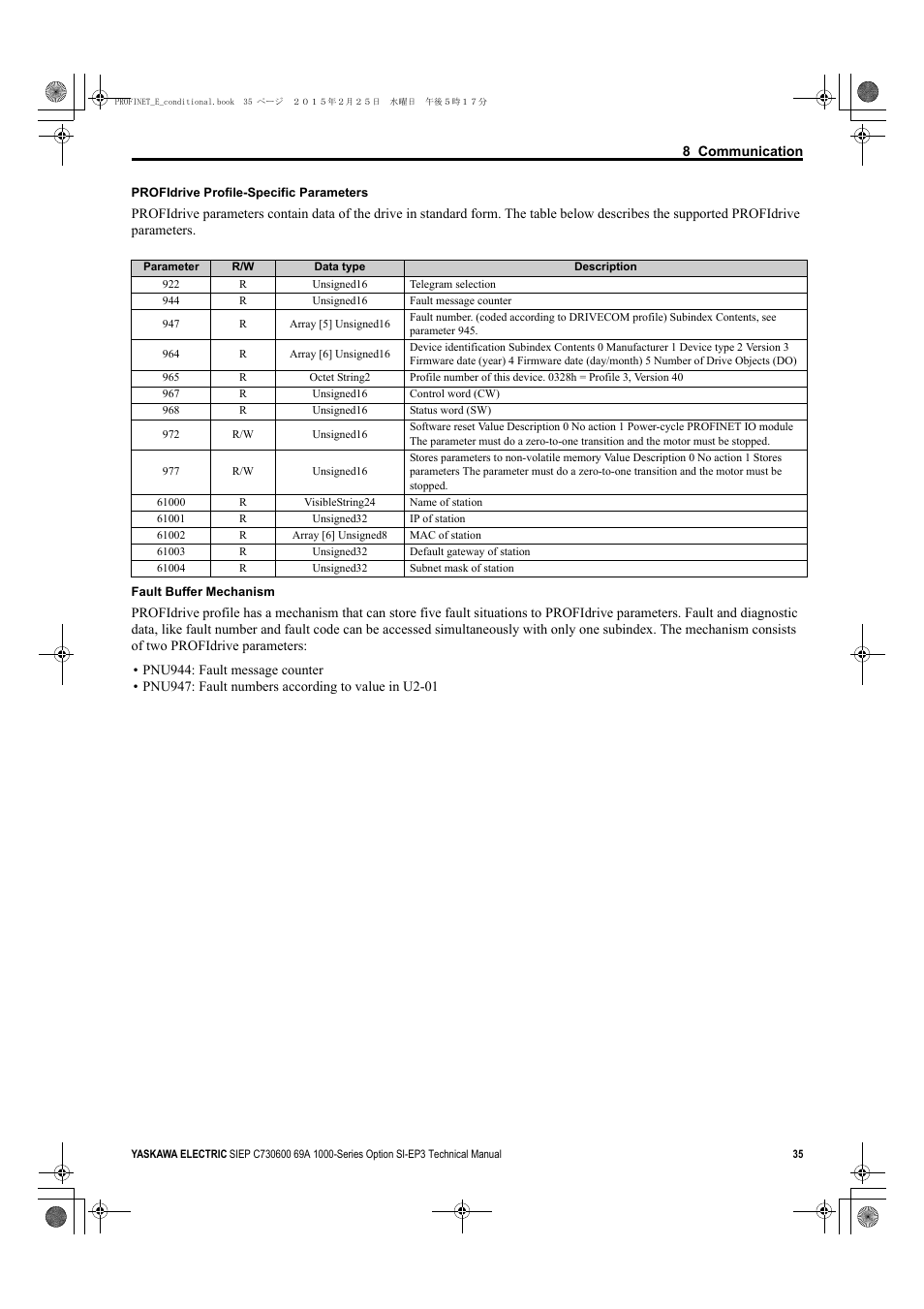 Yaskawa SI-EP3 PROFINET Technical Manual User Manual | Page 35 / 53