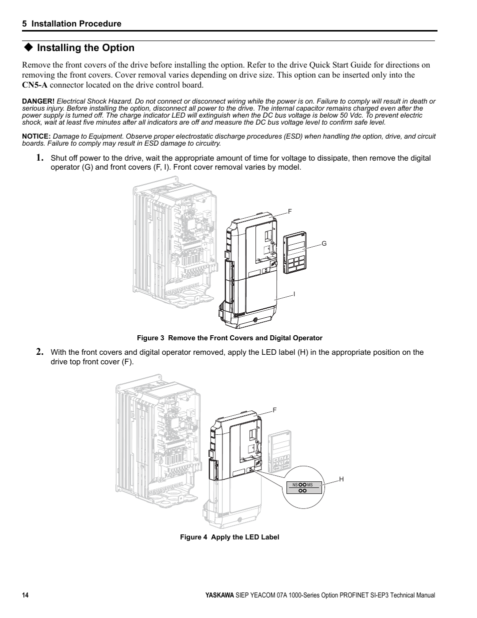 Installing the option | Yaskawa PROFINET User Manual | Page 14 / 62