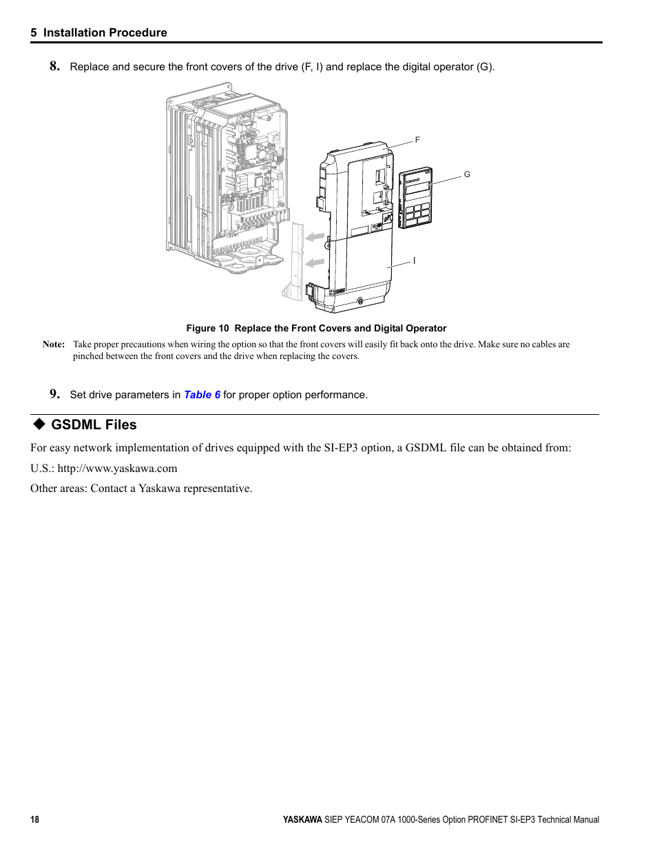 Gsdml files | Yaskawa PROFINET User Manual | Page 18 / 62