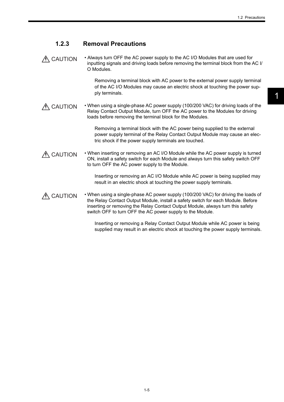 3 removal precautions | Yaskawa 120 Series I/O Modules User Manual | Page 10 / 308