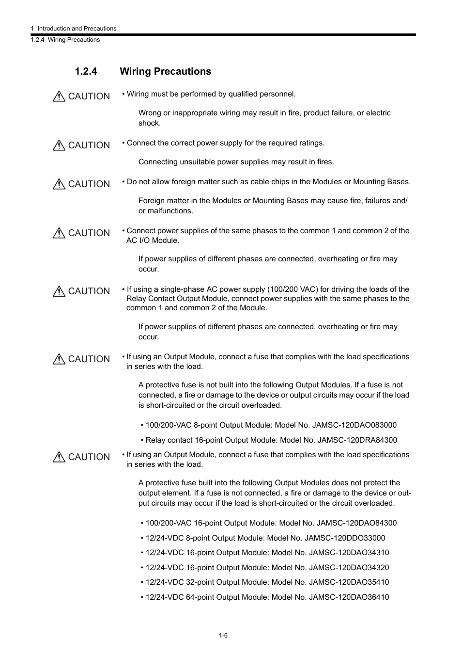 4 wiring precautions | Yaskawa 120 Series I/O Modules User Manual | Page 11 / 308