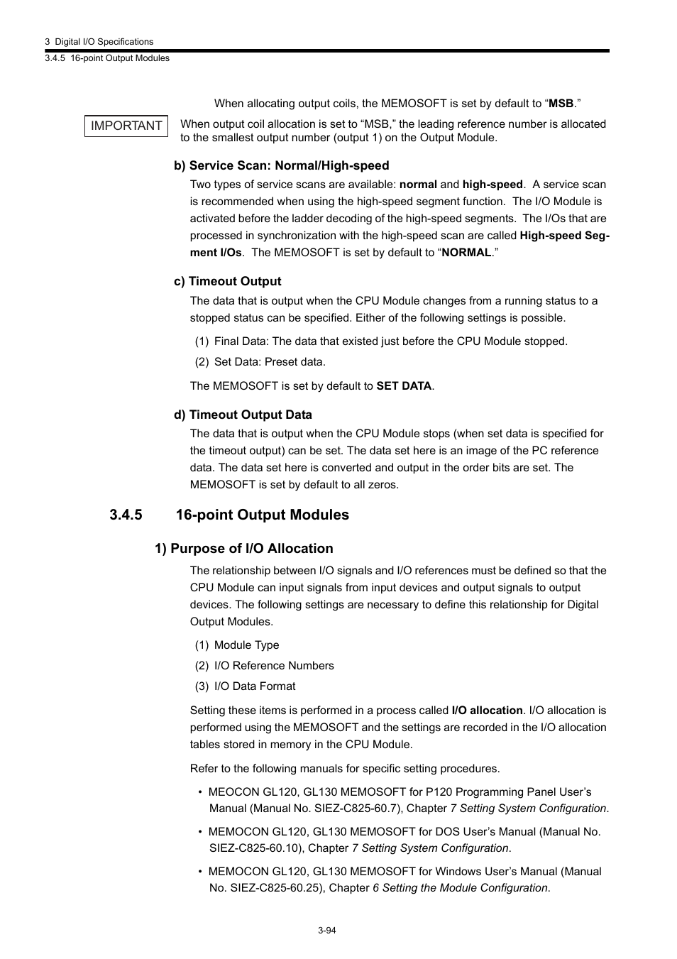 5 16-point output modules, 1) purpose of i/o allocation | Yaskawa 120 Series I/O Modules User Manual | Page 124 / 308