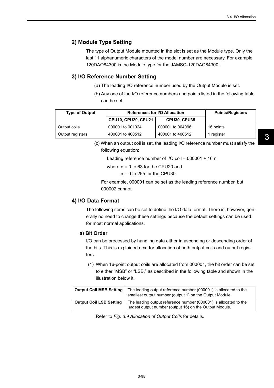 2) module type setting, 3) i/o reference number setting, 4) i/o data format | Yaskawa 120 Series I/O Modules User Manual | Page 125 / 308