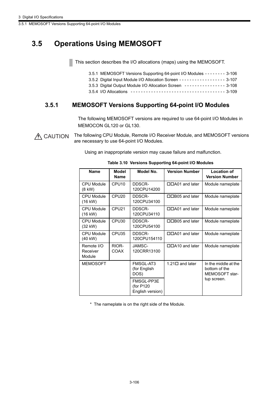 5 operations using memosoft, Caution | Yaskawa 120 Series I/O Modules User Manual | Page 136 / 308
