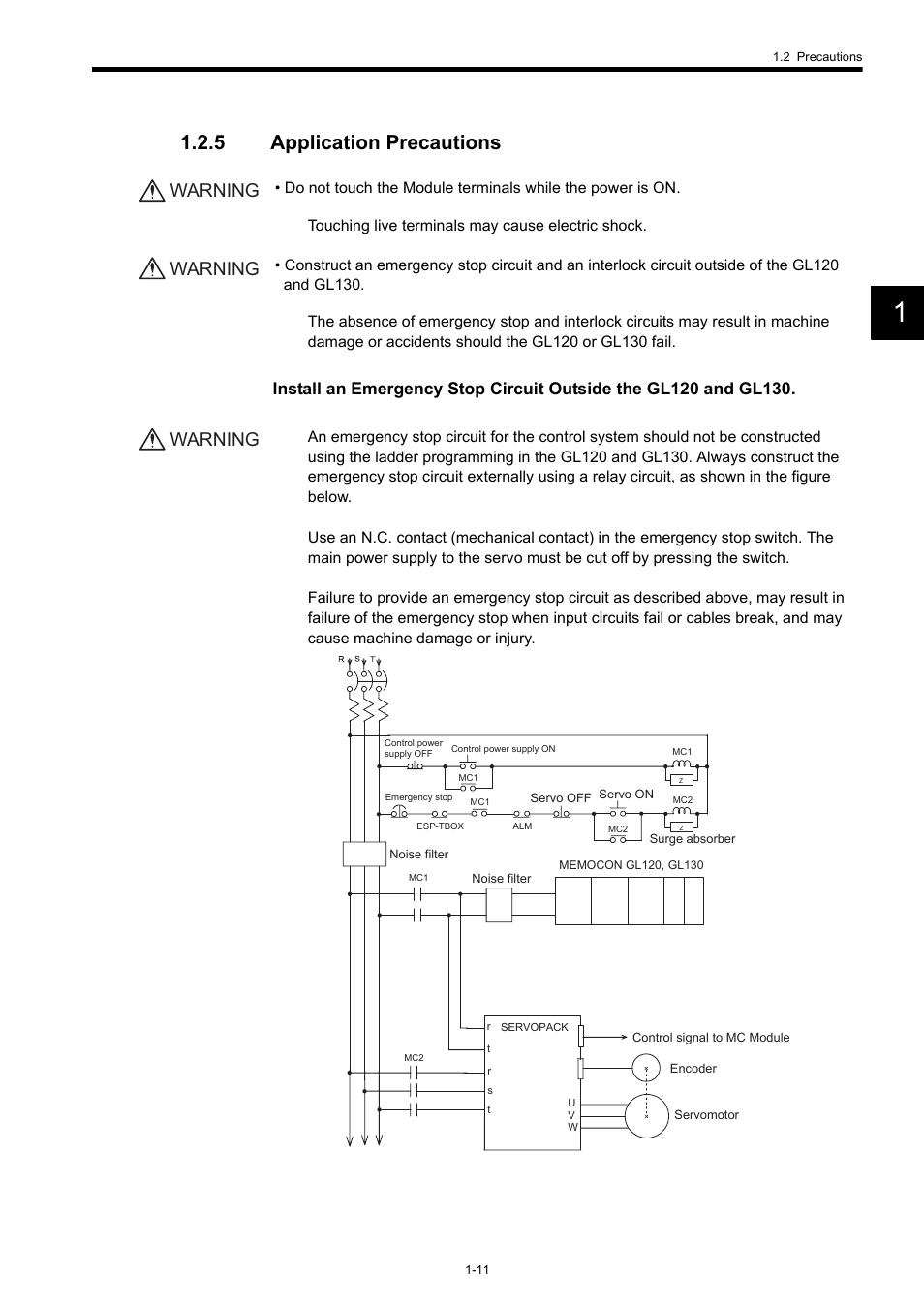 5 application precautions, Warning | Yaskawa 120 Series I/O Modules User Manual | Page 16 / 308
