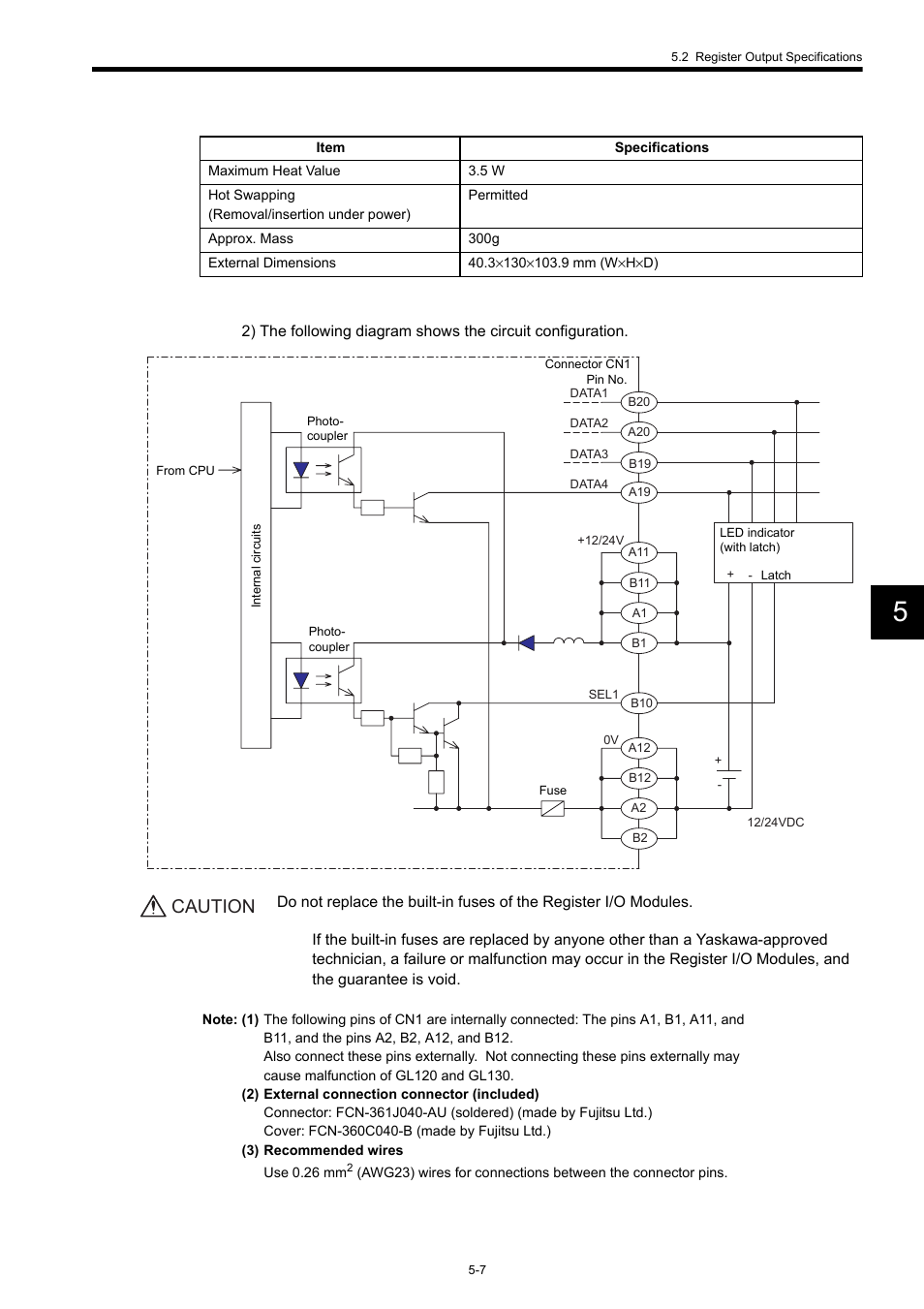 Caution | Yaskawa 120 Series I/O Modules User Manual | Page 205 / 308