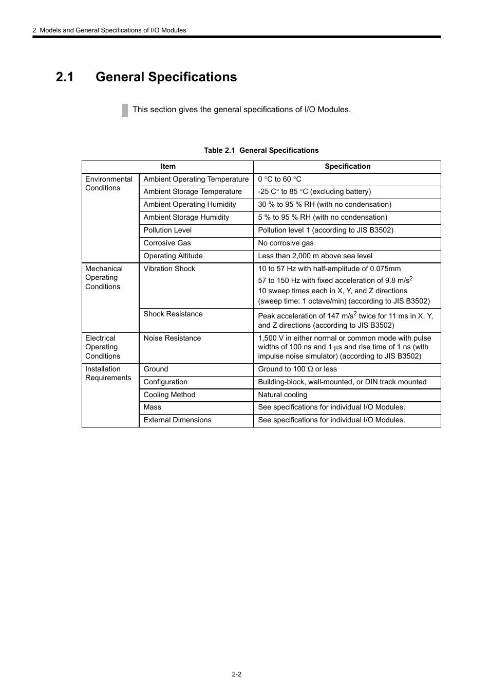 1 general specifications | Yaskawa 120 Series I/O Modules User Manual | Page 22 / 308