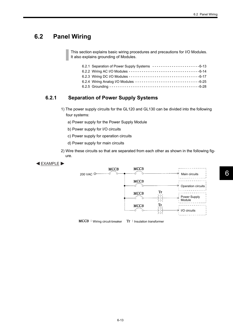 2 panel wiring, 1 separation of power supply systems | Yaskawa 120 Series I/O Modules User Manual | Page 240 / 308