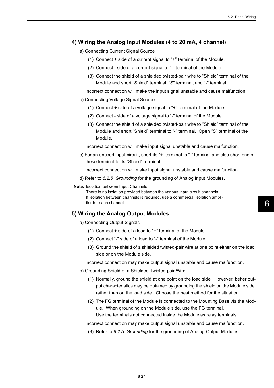 5) wiring the analog output modules | Yaskawa 120 Series I/O Modules User Manual | Page 254 / 308