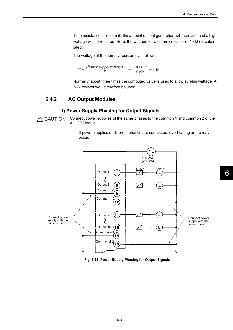 2 ac output modules, 1) power supply phasing for output signals, Caution | Yaskawa 120 Series I/O Modules User Manual | Page 262 / 308