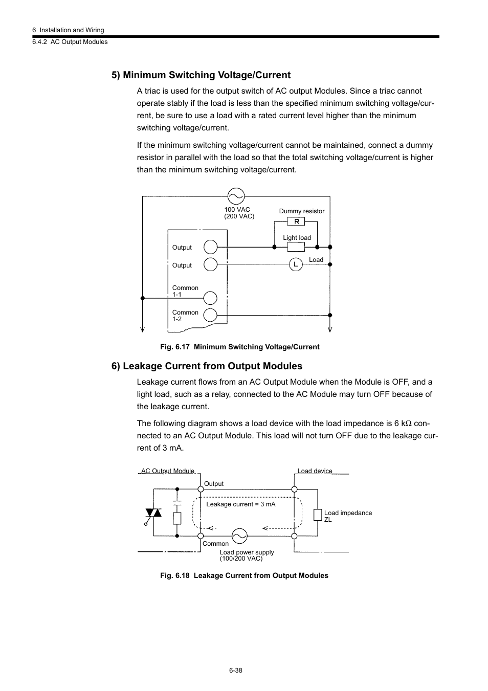 5) minimum switching voltage/current, 6) leakage current from output modules | Yaskawa 120 Series I/O Modules User Manual | Page 265 / 308