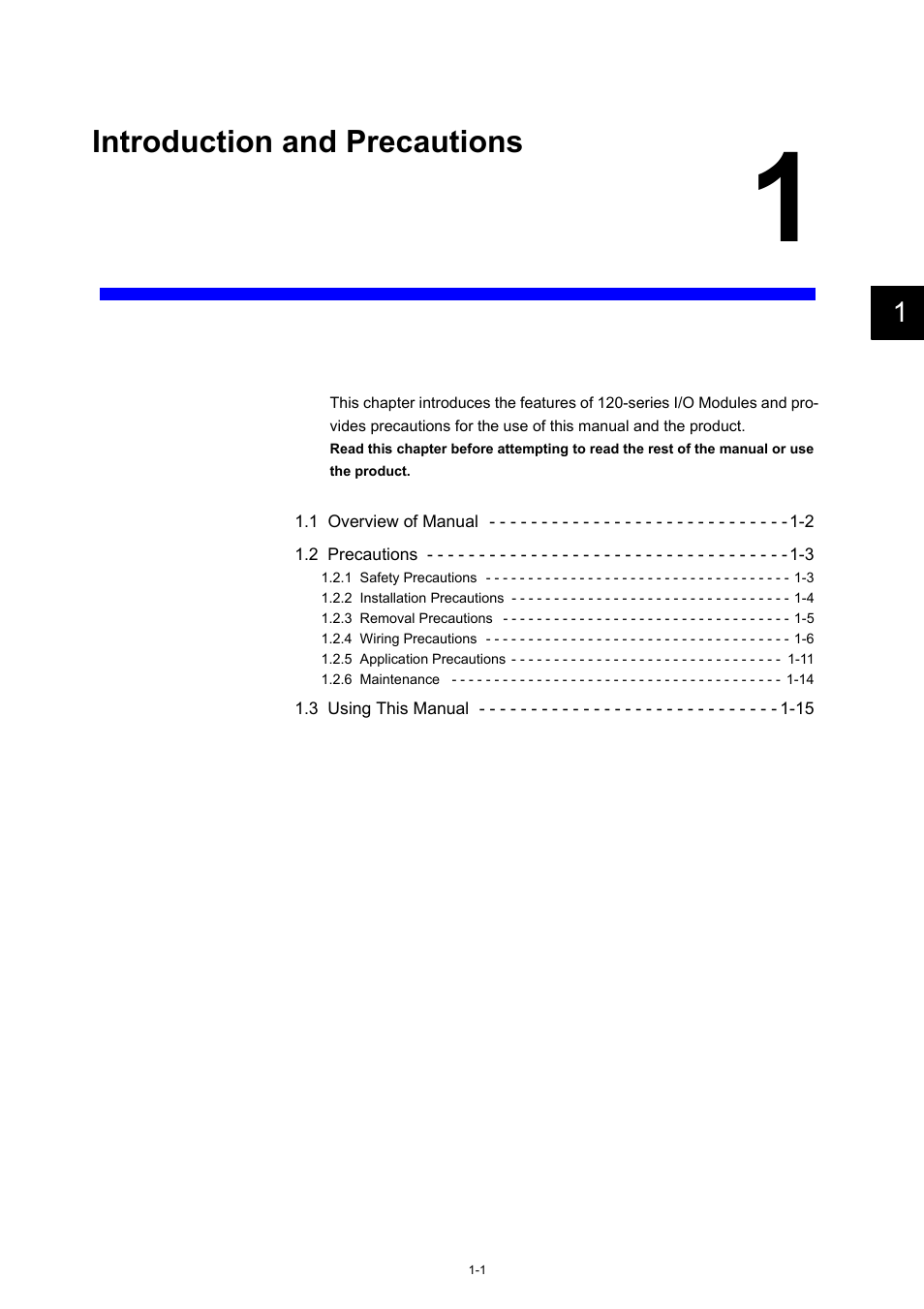 1 introduction and precautions | Yaskawa 120 Series I/O Modules User Manual | Page 6 / 308
