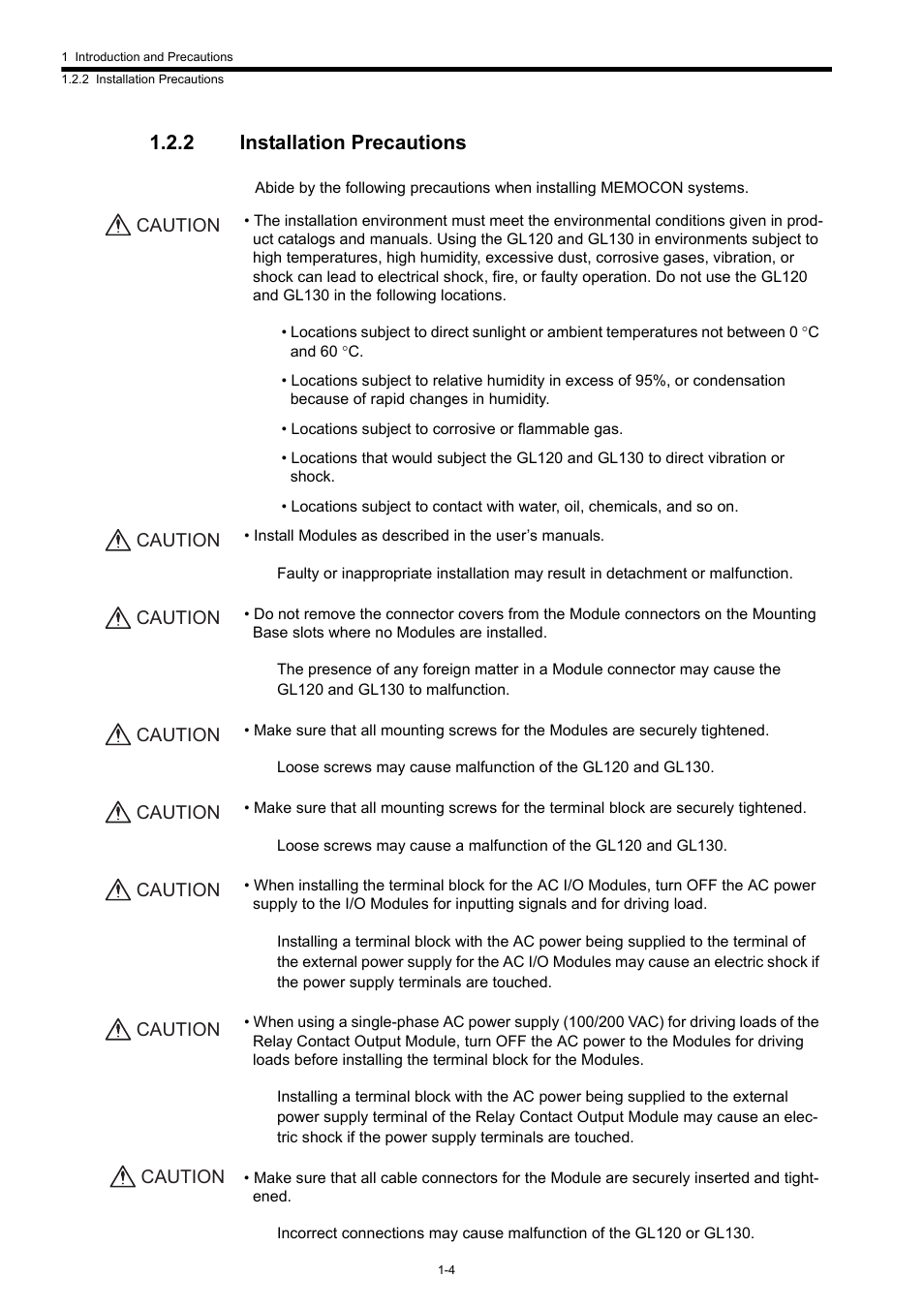 2 installation precautions | Yaskawa 120 Series I/O Modules User Manual | Page 9 / 308