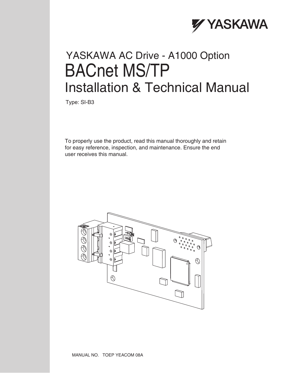 Yaskawa BACnet MS/TP User Manual | 48 pages