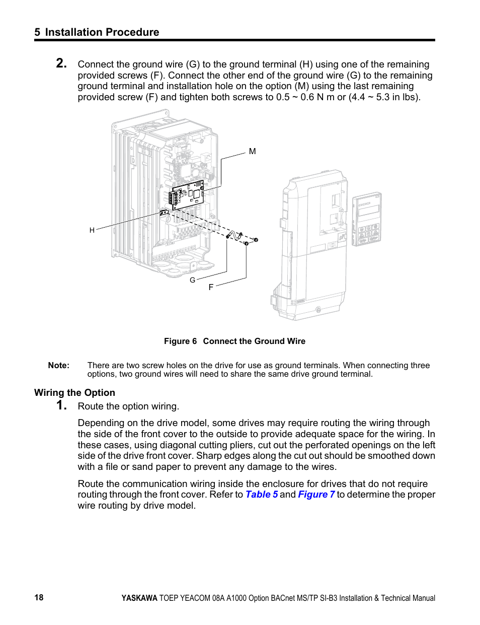 5 installation procedure | Yaskawa BACnet MS/TP User Manual | Page 18 / 48