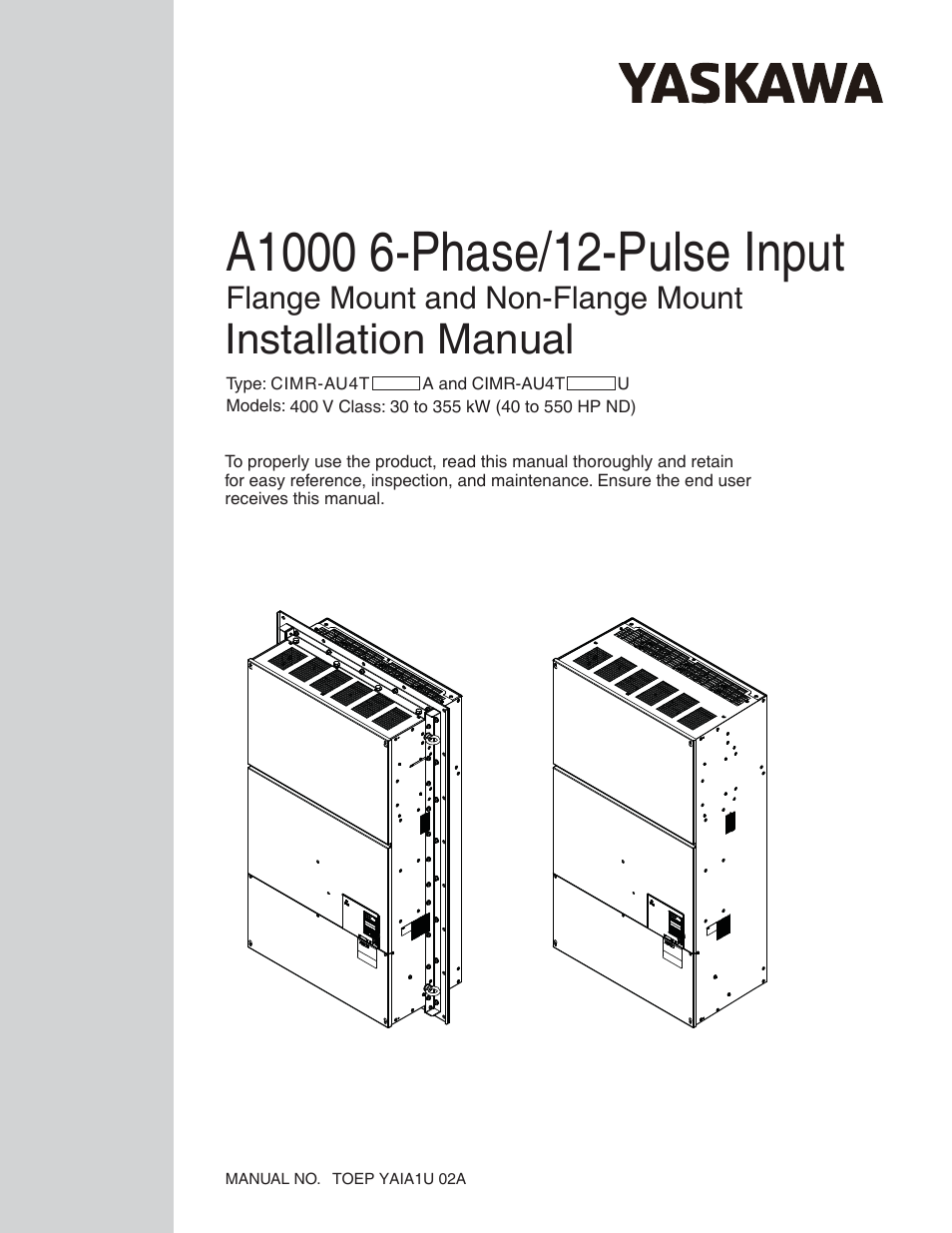 Yaskawa A1000 6-Phase/12-Pulse Input User Manual | 92 pages