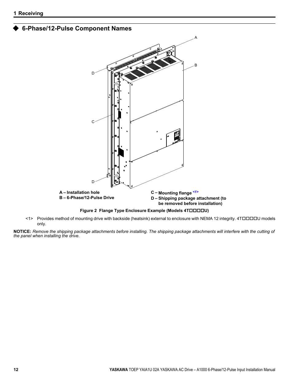 Phase/12-pulse component names | Yaskawa A1000 6-Phase/12-Pulse Input User Manual | Page 12 / 92